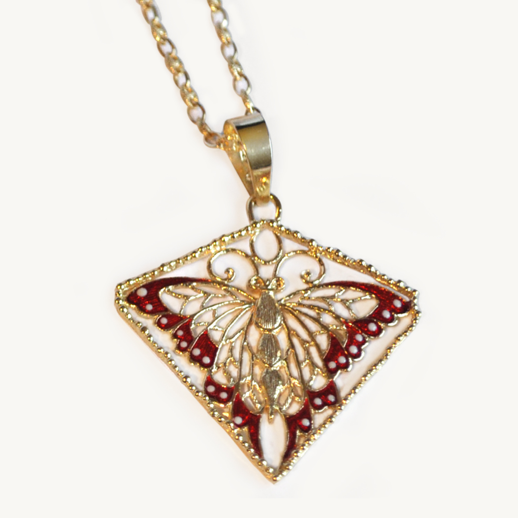 Collana Con Ciondolo Farfalla E Teschio In Acciaio Inox – Kkjoy – Gioiello Originale Per Halloween, Unisex, Catena 40+5 Cm